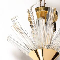 Mid Century Murano Glass Triedri Brass Sputnik Flushmount Chandelier - 3751783
