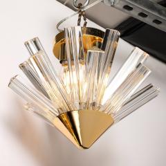 Mid Century Murano Glass Triedri Brass Sputnik Flushmount Chandelier - 3751791