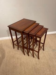 Mid Century Nesting Tables Mahogany Brass Bound Brass Inlay - 2549996