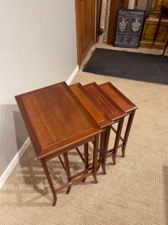 Mid Century Nesting Tables Mahogany Brass Bound Brass Inlay - 2550067