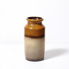Mid Century Ochre Saffron Glazed Ceramic Umbrella Stand with Umber Detailing - 4162099