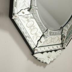 Mid Century Octagonal Tiered Reversed Etched Chain Beveled Venetian Mirror - 4233479