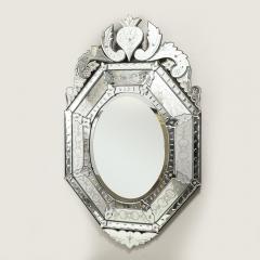 Mid Century Octagonal Tiered Reversed Etched Chain Beveled Venetian Mirror - 4233481
