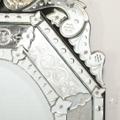 Mid Century Octagonal Tiered Reversed Etched Chain Beveled Venetian Mirror - 4233484