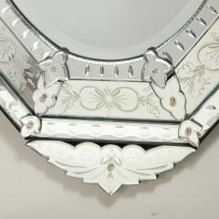Mid Century Octagonal Tiered Reversed Etched Chain Beveled Venetian Mirror - 4233485