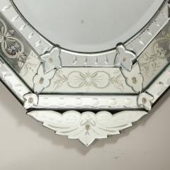 Mid Century Octagonal Tiered Reversed Etched Chain Beveled Venetian Mirror - 4233487
