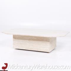 Mid Century Octagonal Travertine Coffee Table - 3693264