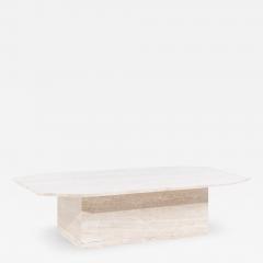 Mid Century Octagonal Travertine Coffee Table - 3742779