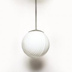 Mid Century Opalescent Textural Glass Pendant Chandelier with Nickel Fittings - 4403653