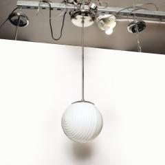 Mid Century Opalescent Textural Glass Pendant Chandelier with Nickel Fittings - 4403654