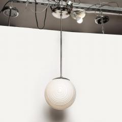 Mid Century Opalescent Textural Glass Pendant Chandelier with Nickel Fittings - 4403660