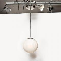 Mid Century Opalescent Textural Glass Pendant Chandelier with Nickel Fittings - 4403662