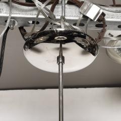 Mid Century Opalescent Textural Glass Pendant Chandelier with Nickel Fittings - 4403663