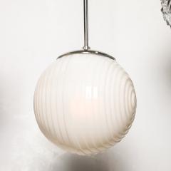 Mid Century Opalescent Textural Glass Pendant Chandelier with Nickel Fittings - 4403664