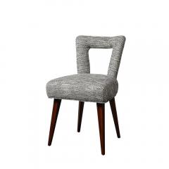 Mid Century Open Back Upholstered Desk Side Chair w Splayed Walnut Legs - 4265965