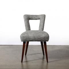 Mid Century Open Back Upholstered Desk Side Chair w Splayed Walnut Legs - 4265966