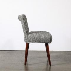 Mid Century Open Back Upholstered Desk Side Chair w Splayed Walnut Legs - 4265967