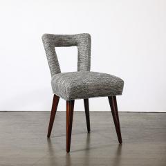 Mid Century Open Back Upholstered Desk Side Chair w Splayed Walnut Legs - 4265968