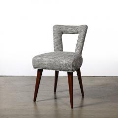 Mid Century Open Back Upholstered Desk Side Chair w Splayed Walnut Legs - 4265969