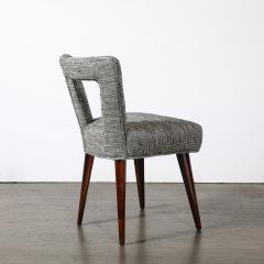 Mid Century Open Back Upholstered Desk Side Chair w Splayed Walnut Legs - 4265970