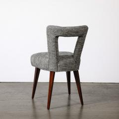 Mid Century Open Back Upholstered Desk Side Chair w Splayed Walnut Legs - 4265973