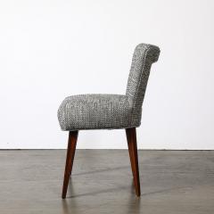 Mid Century Open Back Upholstered Desk Side Chair w Splayed Walnut Legs - 4265974
