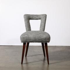 Mid Century Open Back Upholstered Desk Side Chair w Splayed Walnut Legs - 4265977