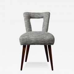 Mid Century Open Back Upholstered Desk Side Chair w Splayed Walnut Legs - 4267187