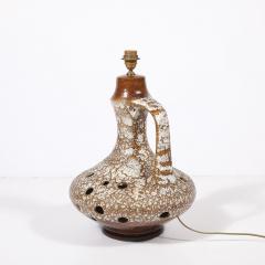 Mid Century Organic Pitcher Form Ceramic Table Lamp with Illuminated Cutouts - 4347560