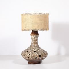 Mid Century Organic Pitcher Form Ceramic Table Lamp with Illuminated Cutouts - 4347563