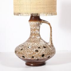 Mid Century Organic Pitcher Form Ceramic Table Lamp with Illuminated Cutouts - 4347573