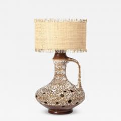 Mid Century Organic Pitcher Form Ceramic Table Lamp with Illuminated Cutouts - 4351389