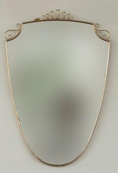 Mid Century Oval Shield Shaped Mirror With Decorative Scrolls - 4096349