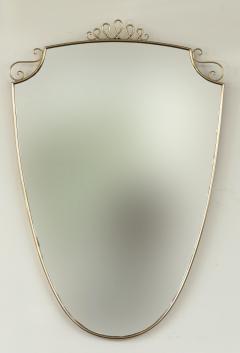 Mid Century Oval Shield Shaped Mirror With Decorative Scrolls - 4096358