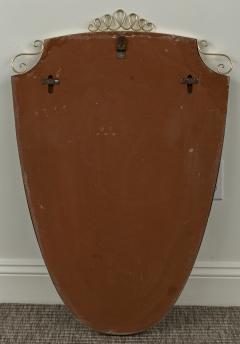 Mid Century Oval Shield Shaped Mirror With Decorative Scrolls - 4096413