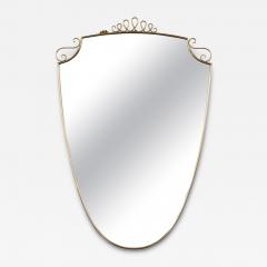 Mid Century Oval Shield Shaped Mirror With Decorative Scrolls - 4101436