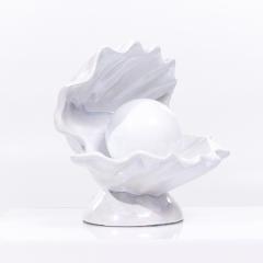 Mid Century Oyster Shell Shaped Porcelain Lamps Pair - 3822160