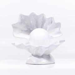 Mid Century Oyster Shell Shaped Porcelain Lamps Pair - 3822163