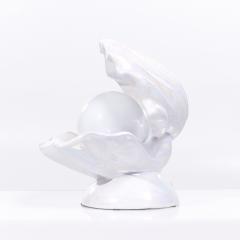 Mid Century Oyster Shell Shaped Porcelain Lamps Pair - 3822166