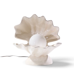 Mid Century Oyster Shell Shaped Porcelain Lamps Pair - 4722296