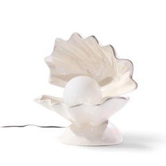 Mid Century Oyster Shell Shaped Porcelain Lamps Pair - 4722299