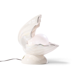 Mid Century Oyster Shell Shaped Porcelain Lamps Pair - 4722300