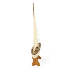 Mid Century Painted Wooden Sailboat Model - 4199463