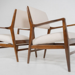 Mid Century Pair of Armchairs Wood and Fabric Italy 1960s - 3753427