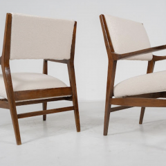 Mid Century Pair of Armchairs Wood and Fabric Italy 1960s - 3753433