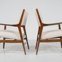 Mid Century Pair of Armchairs Wood and Fabric Italy 1960s - 3753434