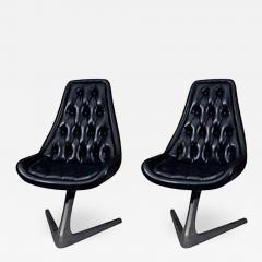 Mid Century Pair of Black Vinyl Unicorn Chairs - 455818