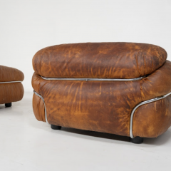 Mid Century Pair of Sesann Armchairs by Gianfranco Frattini for Cassina Italy - 3756109