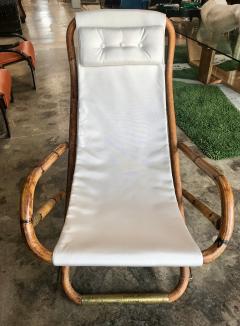 Mid Century Pair of White Campaign Chairs in Brass and Bamboo Italy 1960s - 1090526