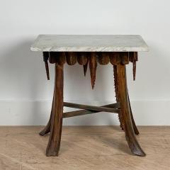 Mid Century Palm Leaf Table With Antique Marble Top Hawaii - 1580318